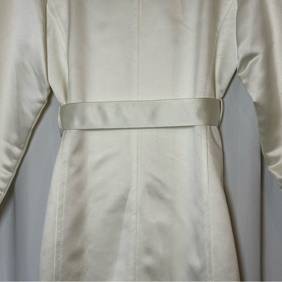 INC White Satin Trench Coat Double Breasted Belted Petite Small NWT - Picture 8 of 16